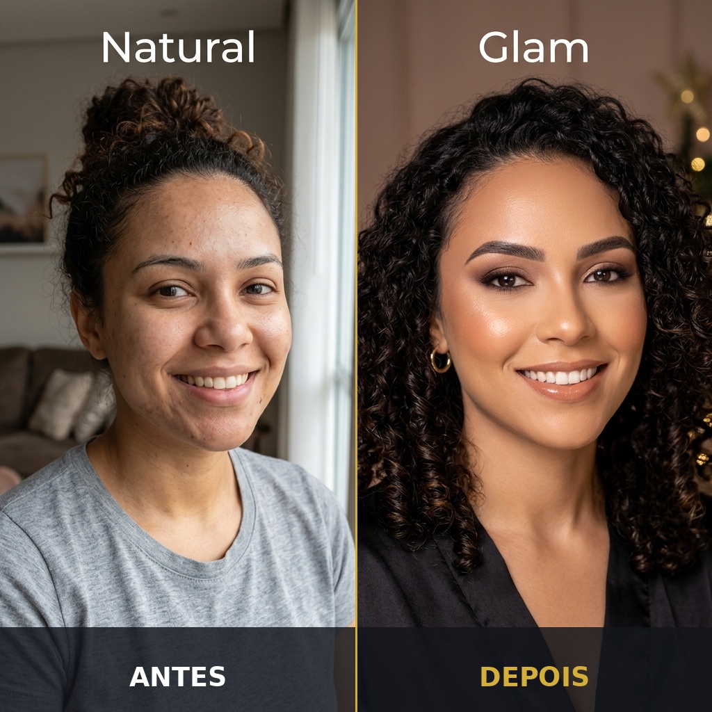 Antes e depois de aluna - Make Glow Elegante